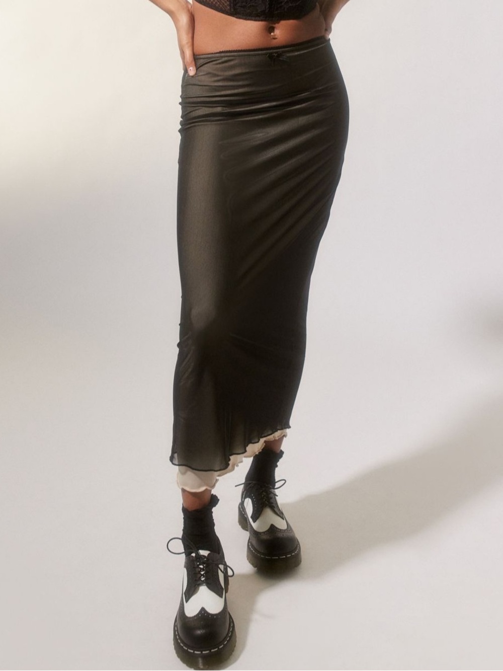 UO Mariah Layered Midi Skirt Black - Women